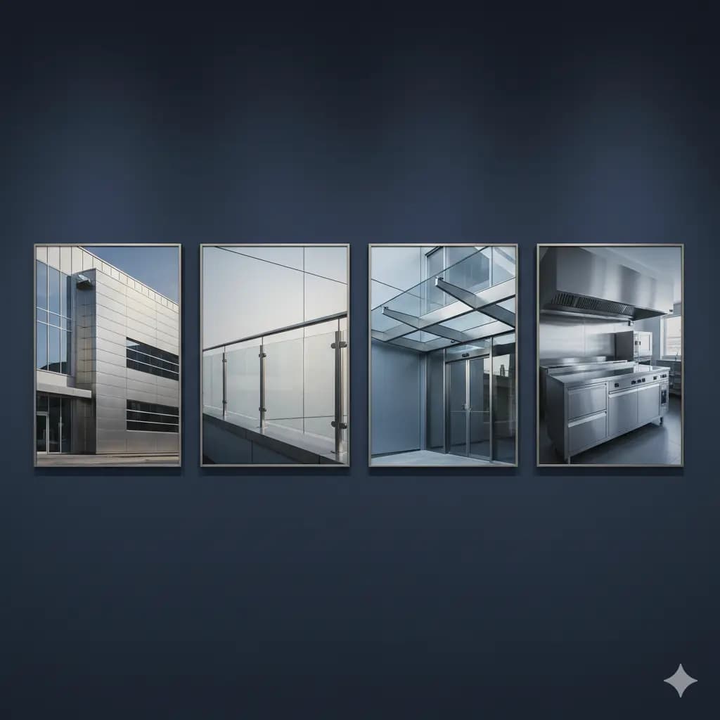 Architectural stainless steel facade installation